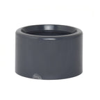 Grey PVC pipe reducer bushing 63mm to 50mm with smooth cylindrical body and open socket end