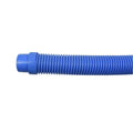 Blue corrugated plastic pool cleaner hose with ribbed spiral tubing and snap-fit connector fitting, Kreepy Krauly branded