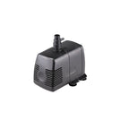 Submersible water pump dark grey plastic housing with top outlet nozzle, side vent grille and suction cup base feet