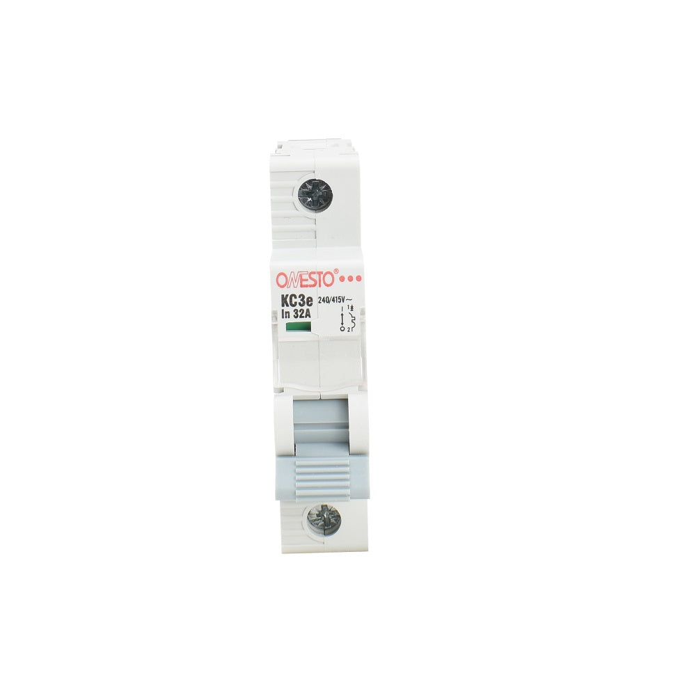 Onesto KC3e single-pole 32A miniature circuit breaker white DIN rail MCB 240/415V with blue toggle handle
