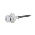 Zodiac MX8 drive shaft assembly with white plastic bevel gear, blue O-ring seal and stainless steel shaft