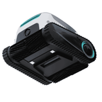 Aiper Scuba N1-Pro cordless robotic pool cleaner, black with teal accents, rubber tank tracks, angled underside view