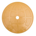 Swimquip deck lid in tan plastic with embossed globe pattern, central hole, and Eartheco branding