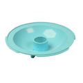 Aqua Weir Vac Lid in light blue plastic with central cylindrical opening, raised rim, and small support feet