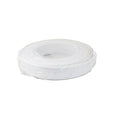 Large coil of Voltex Twin & Earth 1.5mm flat cable in white, partially wrapped in clear plastic, on white background