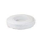 Large coil of Voltex Twin & Earth 1.5mm flat cable in white, partially wrapped in clear plastic, on white background
