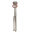 Stainless steel 4kW immersion heater element with threaded fitting, blue terminal cap and red copper gasket washer