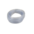 Clear flexible plastic tubing coiled roll, 3mm diameter, translucent PVC air pipe for spa and jacuzzi systems, bound with white ties