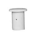 White plastic bung button with flat flanged cap and small side drainage hole, cylindrical body for Eartheco equipment