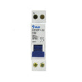 Single-pole MCB PULO DZ30F1-32 C32 230V miniature circuit breaker with blue toggle switch and brass terminal screws, white casing