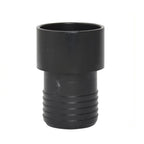 Black poly to PVC pipe fitting 40mm with smooth socket top and ribbed barb insert end