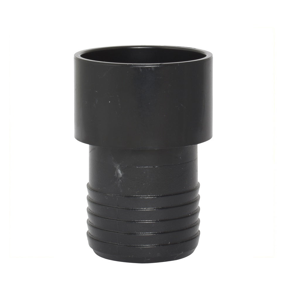 Black poly to PVC pipe fitting 40mm with smooth socket top and ribbed barb insert end