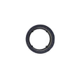 Black PVC pipe reducer ring 50mm to 40mm with embossed text markings and notched inner edge