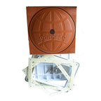 Eartheco complete vinyl liner weir kit in terracotta with globe-embossed square cover, white plastic frames and mounting screws included