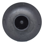 Black plastic pump impeller 0.75kW, top-down view showing central intake bore and flat circular mounting flange with corner fixing points
