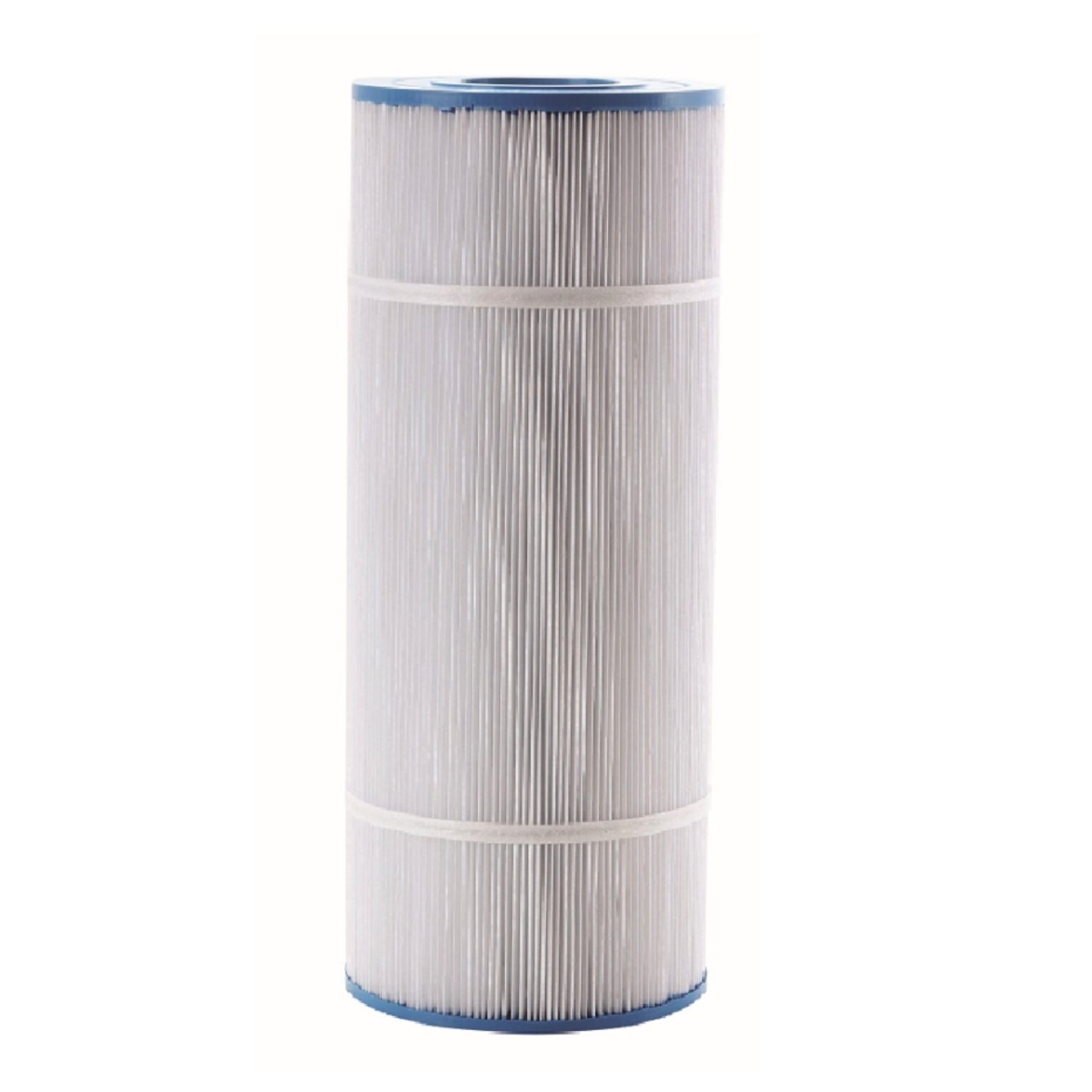 Speck Badu ECO3 Cartridge filter with white pleated polyester media and blue end caps on white background