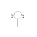 Steel pipe clamp 50mm round holderbat with centre nail spike and two hex bolt fixings, silver galvanised finish