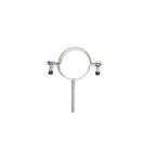 Steel pipe clamp 50mm round holderbat with centre nail spike and two hex bolt fixings, silver galvanised finish