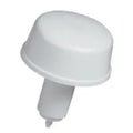 White plastic mushroom-shaped GPS antenna dome with cylindrical base mount and connector pin